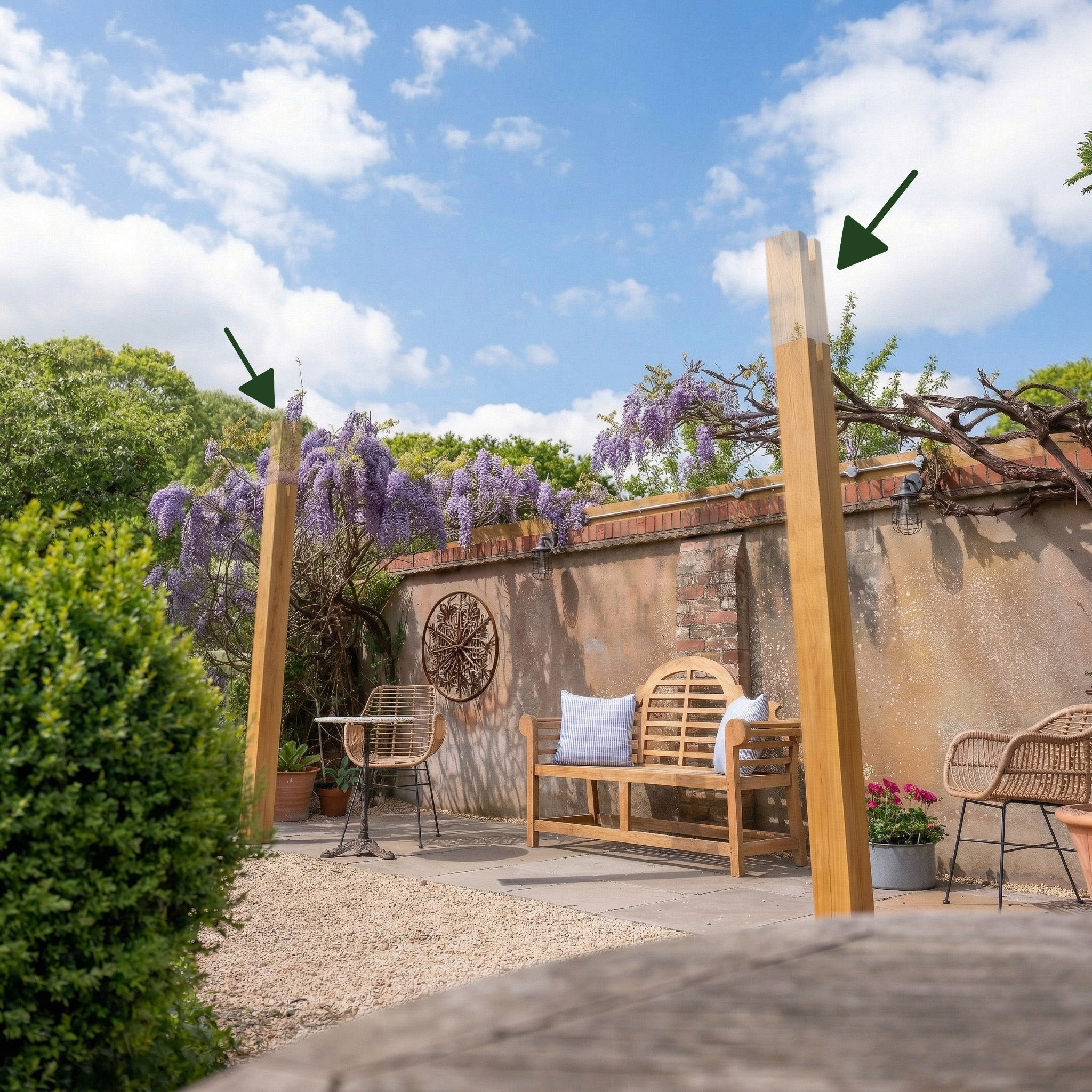Extended Post Height - Total Post Height 3m (2 Oak Posts for Lean-To Pergolas)
