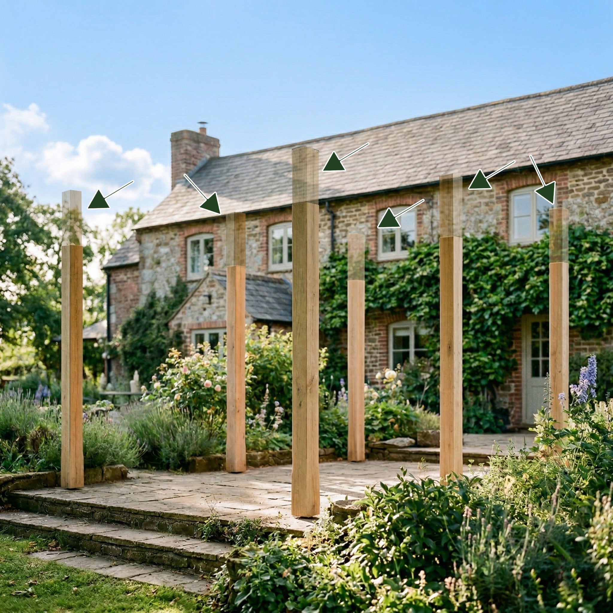 Extended Post Height - Total Post Height 3m (6 Oak Posts for Pergolas)