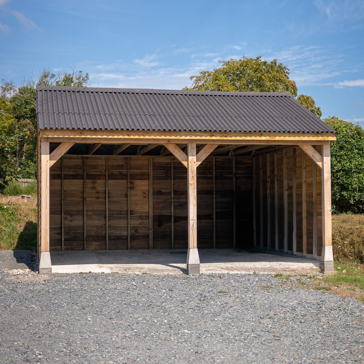 Corrugated Roof Oak Car Port