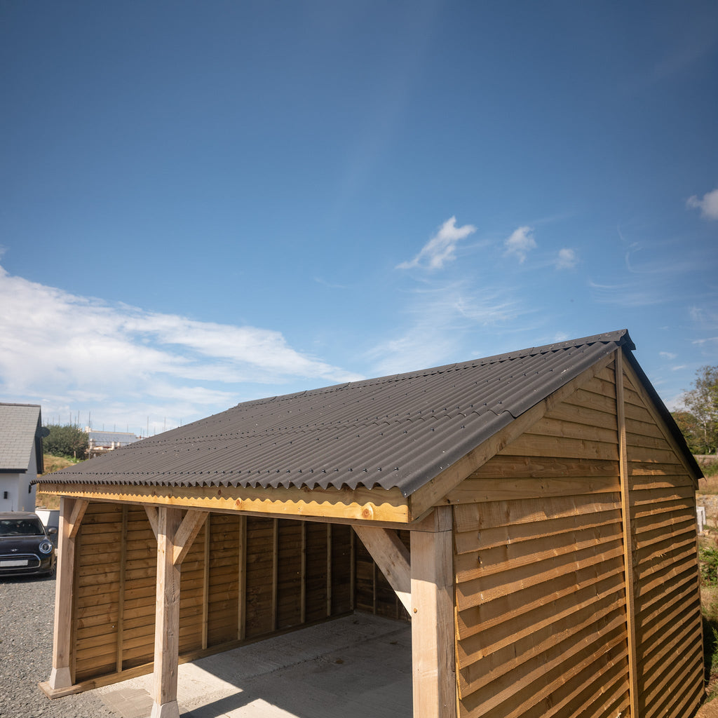 Corrugated Roof Oak Car Port