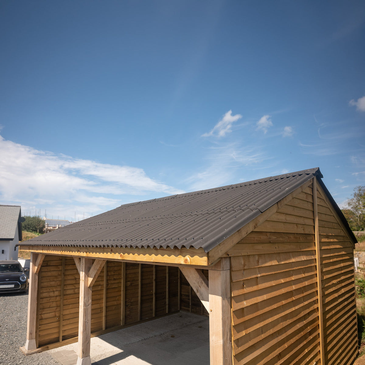 Corrugated Roof Oak Car Port