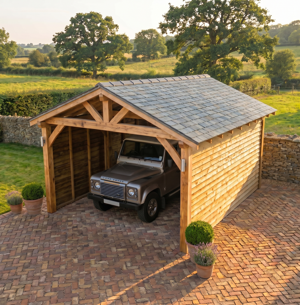 Slate Roof Oak Car Port