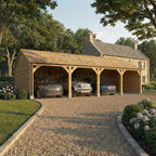 Cedar Featheredge Roof Oak Car Port