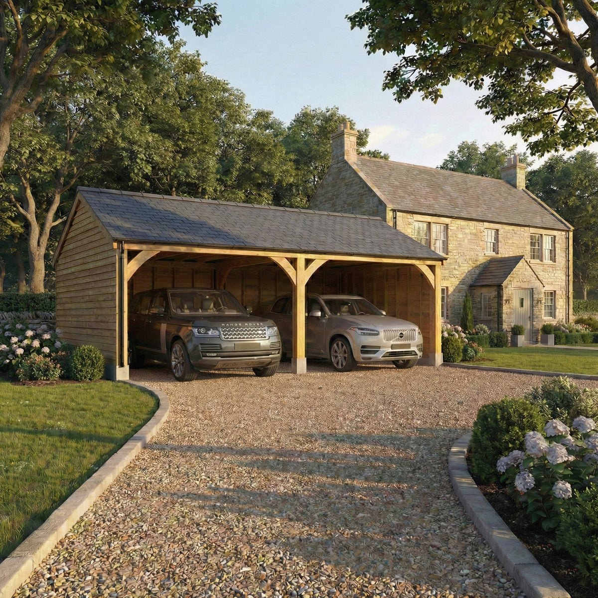 Slate Roof Oak Car Port