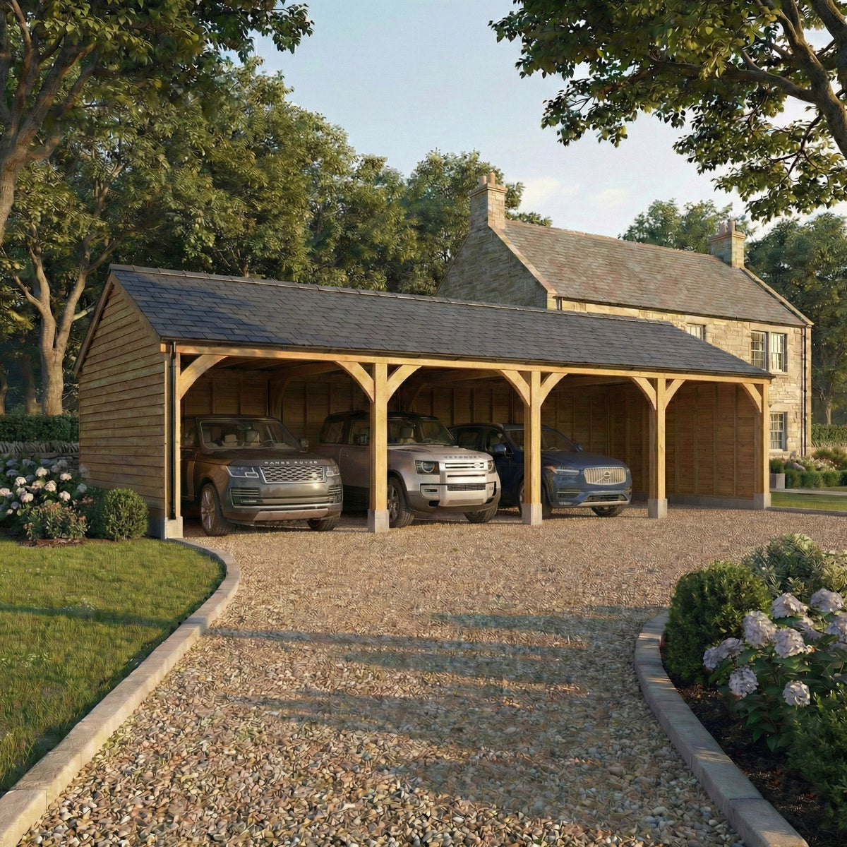 Slate Roof Oak Car Port