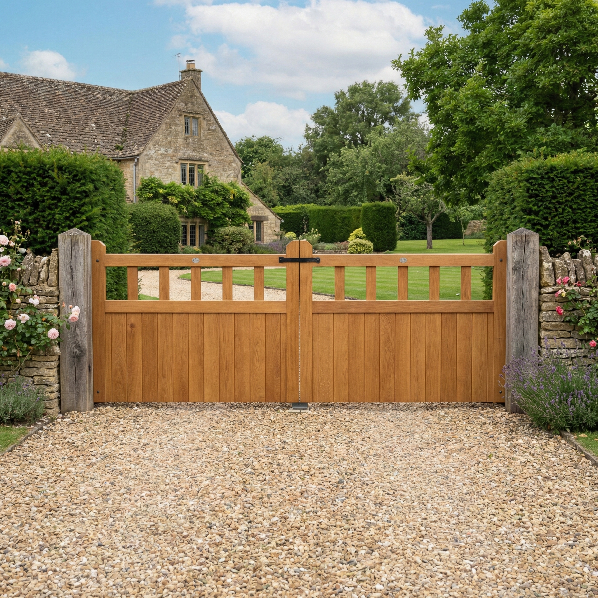 Oak Cottage Mortise & Tenon Driveway Gate Pair