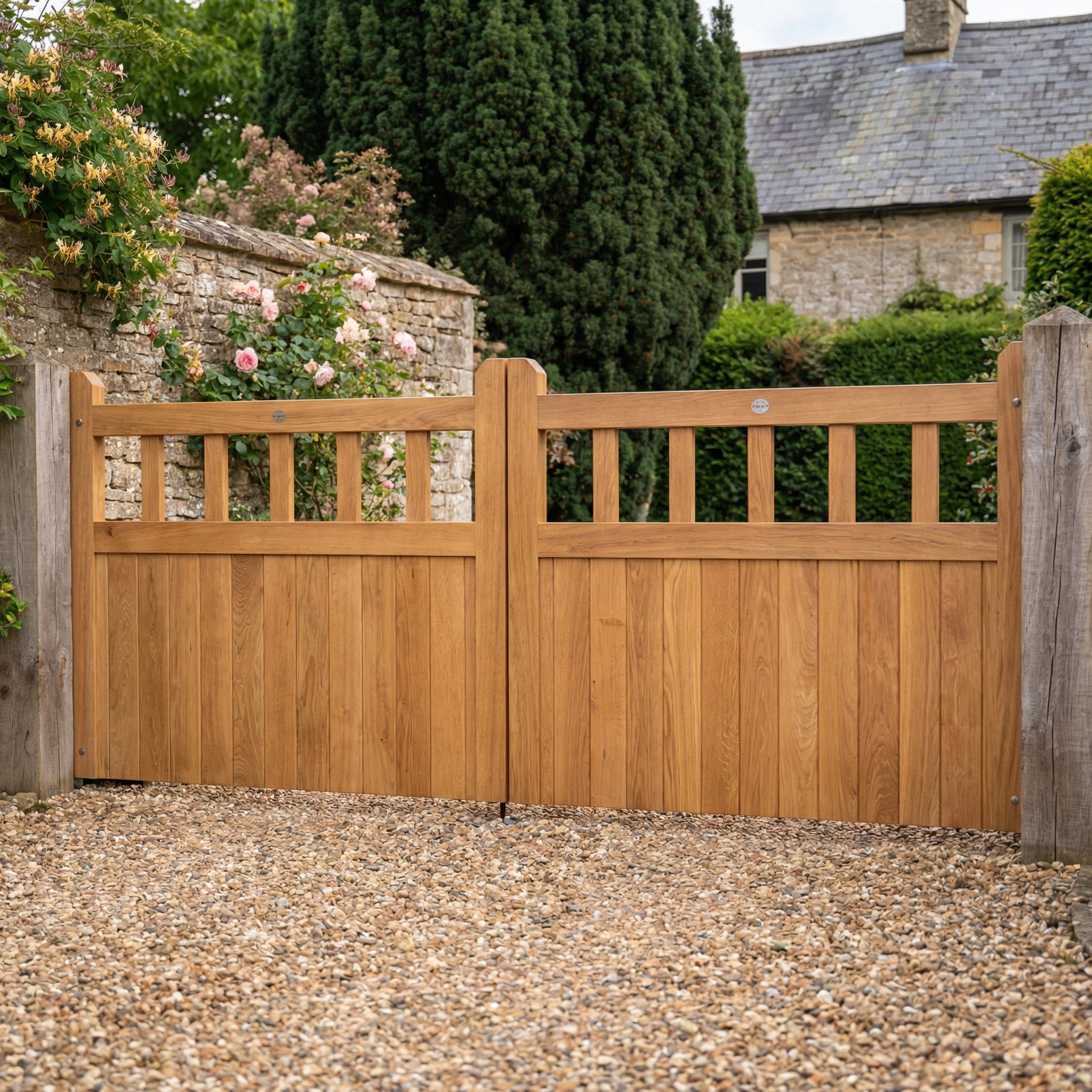 Oak Cottage Mortise & Tenon Driveway Gate Pair