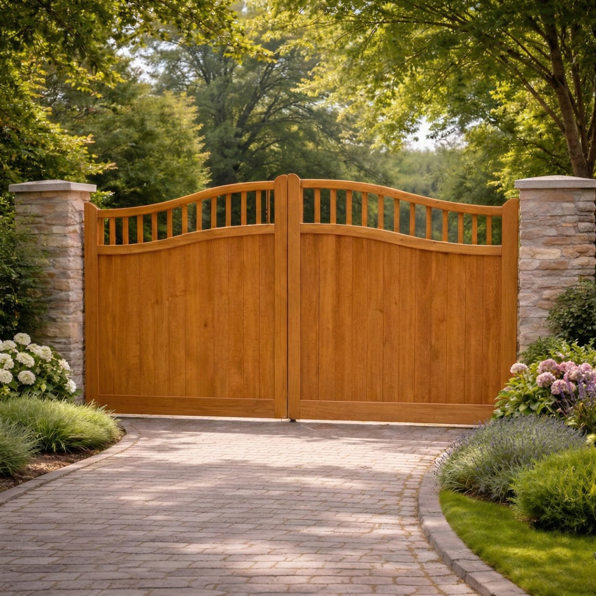 Swan Neck Cottage Oak Mortise & Tenon Driveway Gate