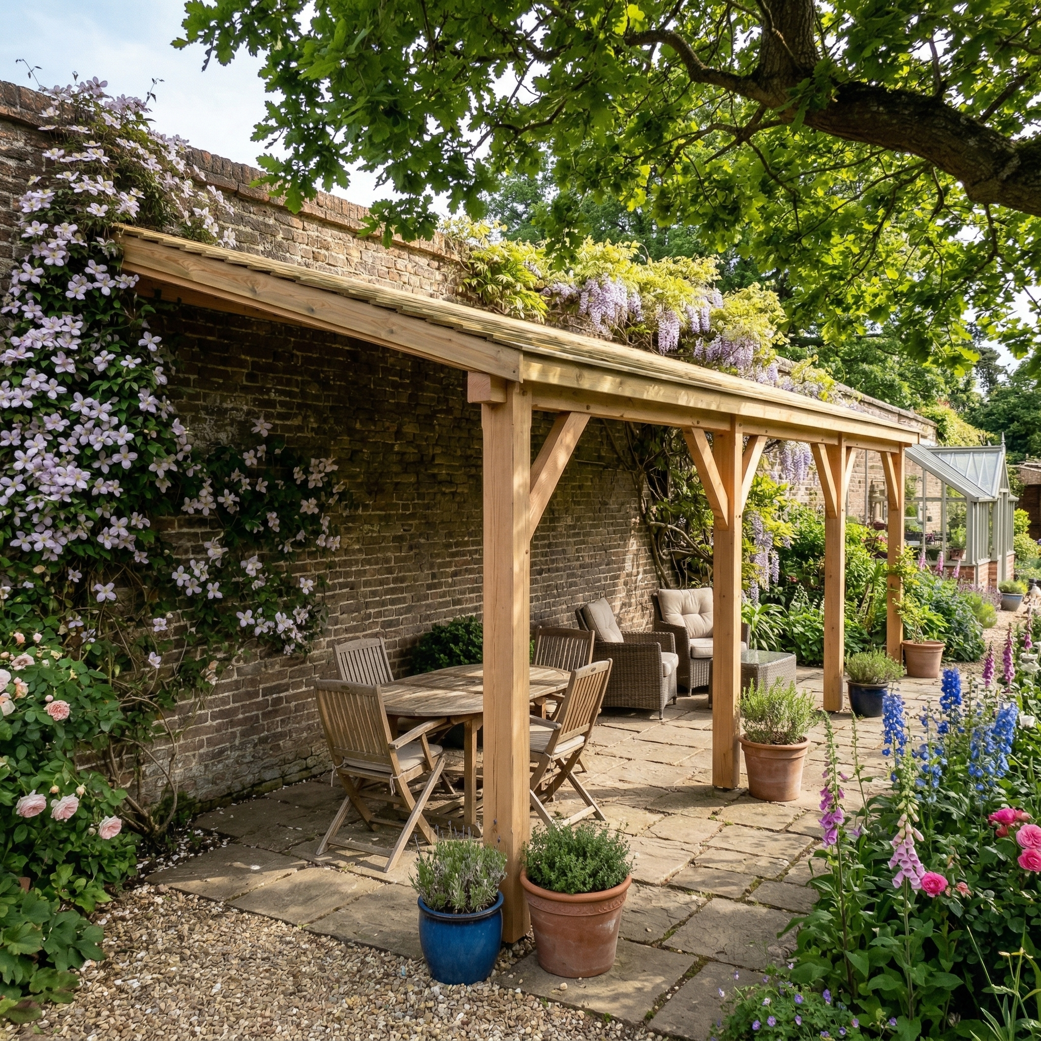 Ruby Lean-To Treated Featheredge Roof Oak Gazebo