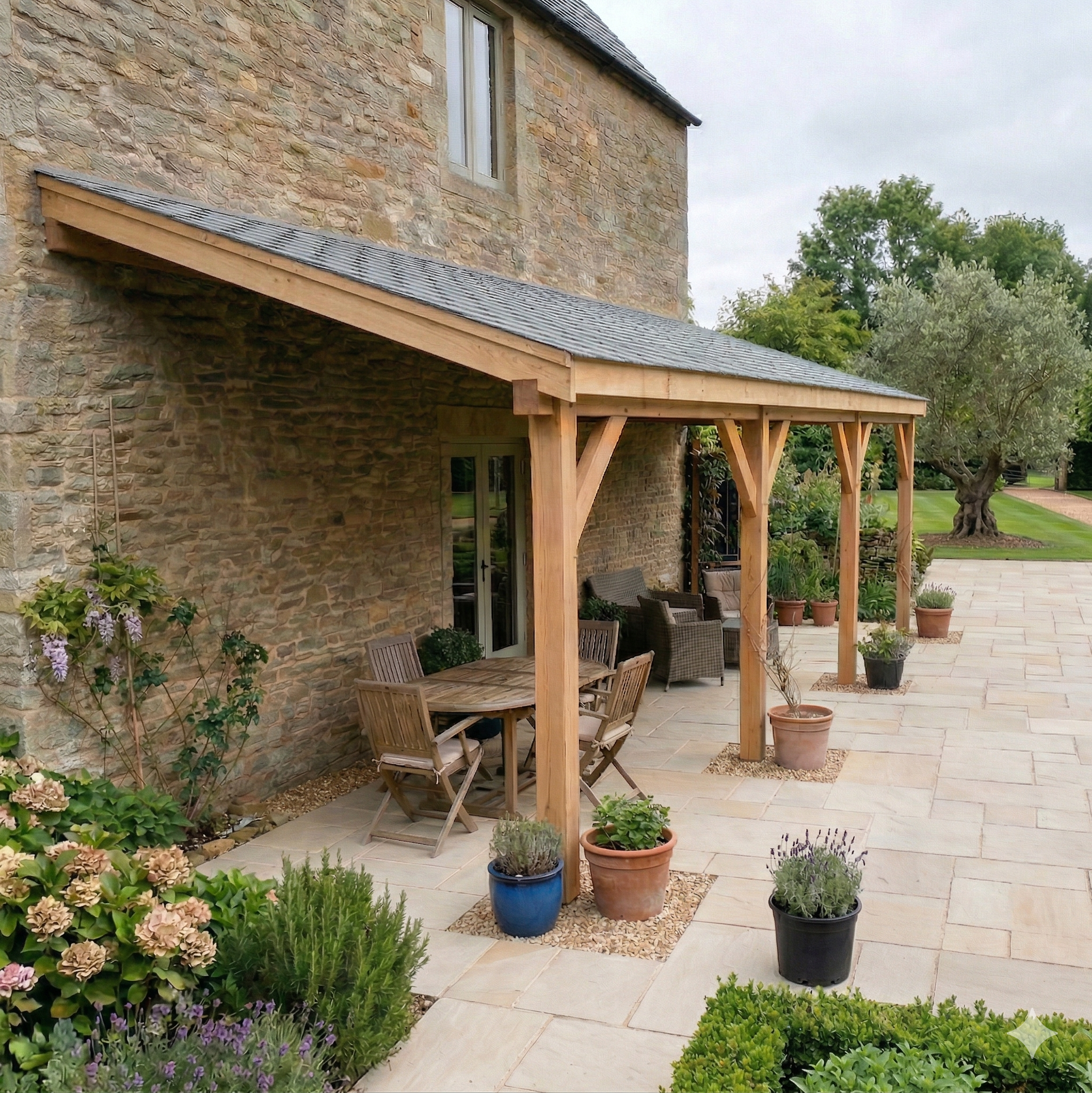 Ruby Lean-To Katepal Shingle Roof Oak Hardwood Gazebo