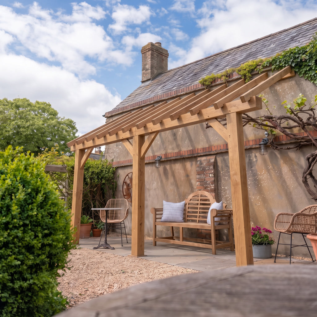Lean-To Open Roof Oak Hardwood Pergola