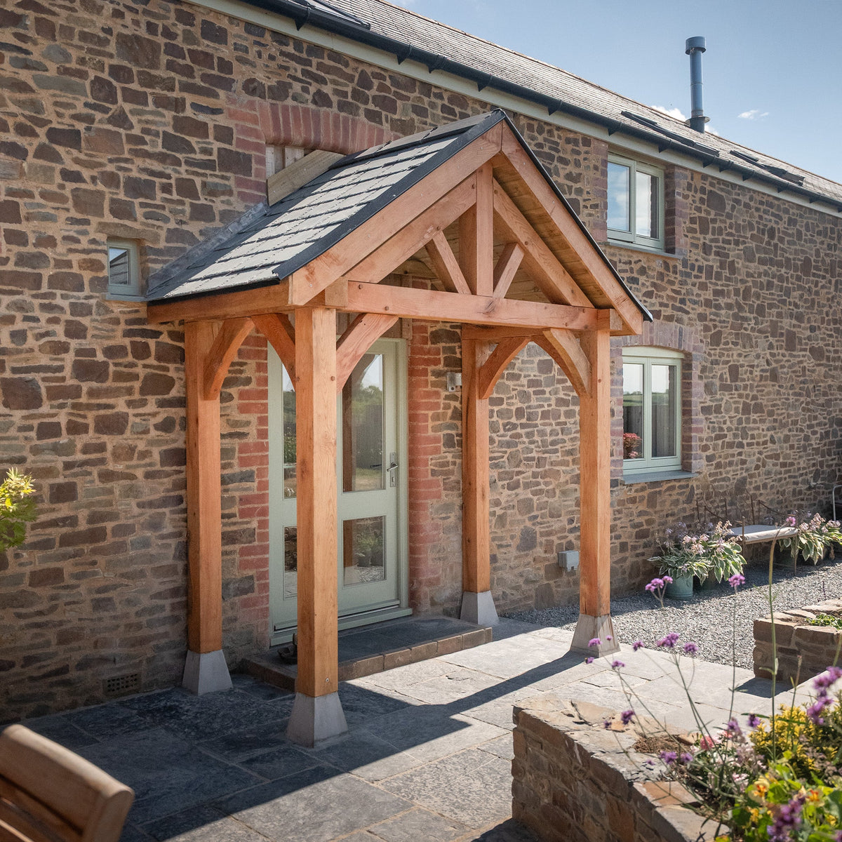 Apex Slate Roof Oak Full Height Porch (4 Posts)