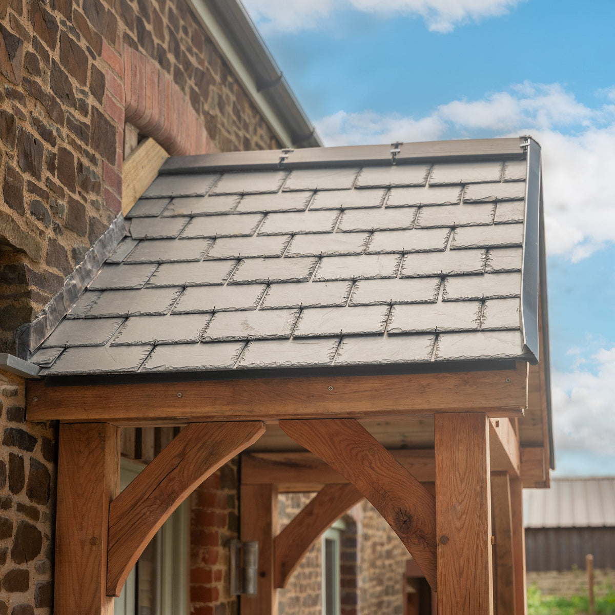 Apex Slate Roof Oak Full Height Porch (4 Posts)