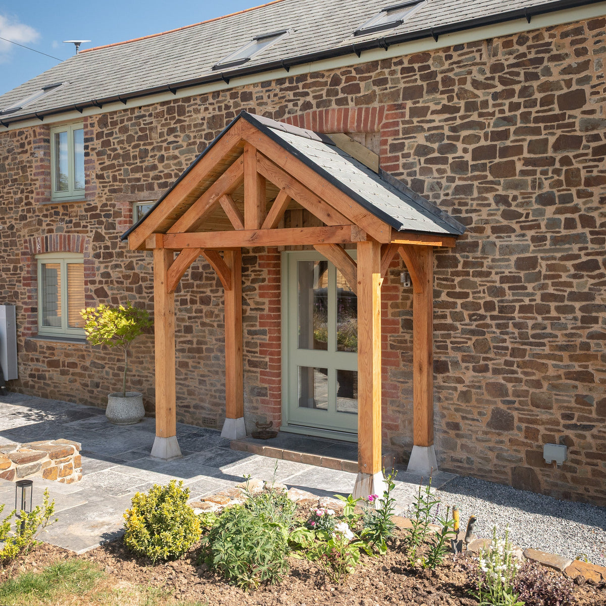 Apex Slate Roof Oak Full Height Porch (4 Posts)