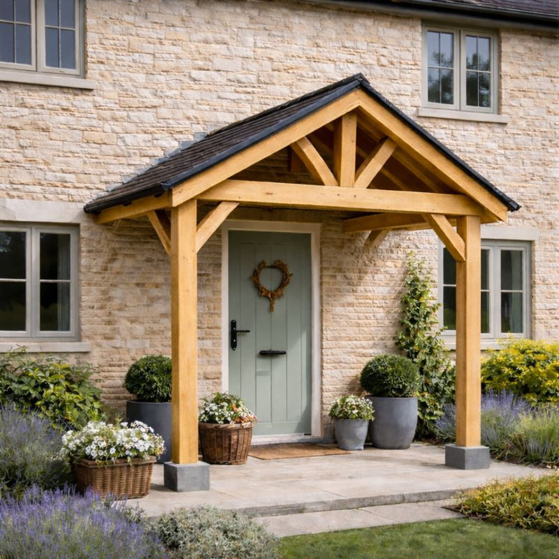 Apex Slate Roof Oak Full Height Porch (2 Posts)