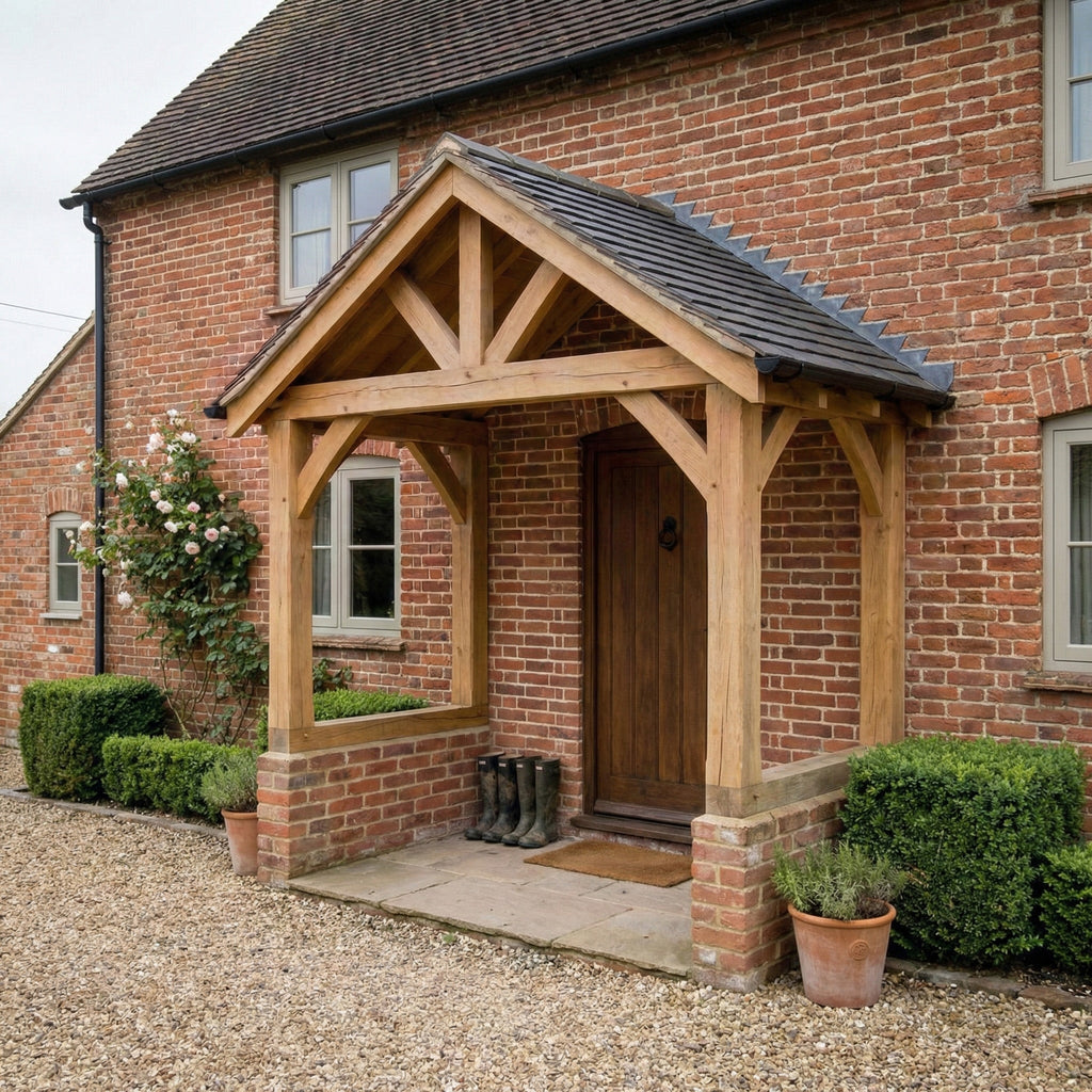 Apex Slate Roof Oak Full Height Porch (4 Posts)