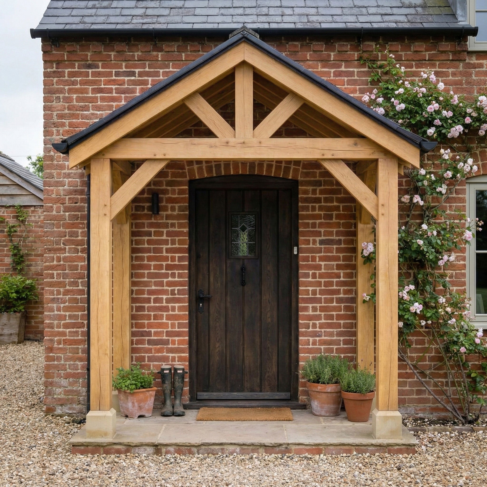 Apex Slate Roof Oak Full Height Porch (4 Posts)