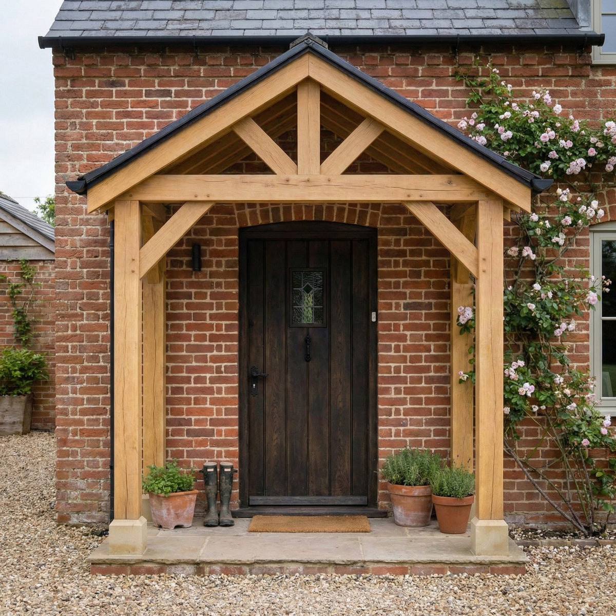 Apex Slate Roof Oak Full Height Porch (4 Posts)