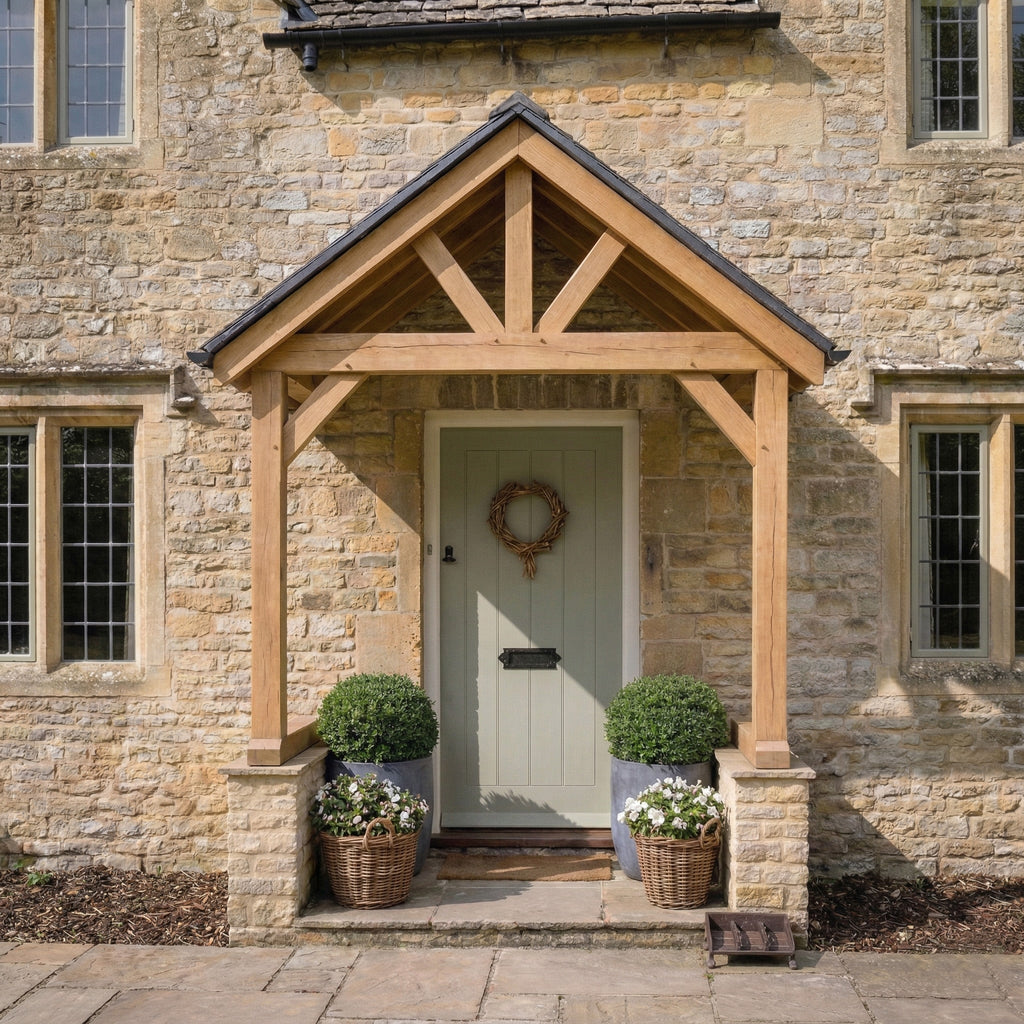 Apex Slate Roof Oak Full Height Porch (2 Posts)