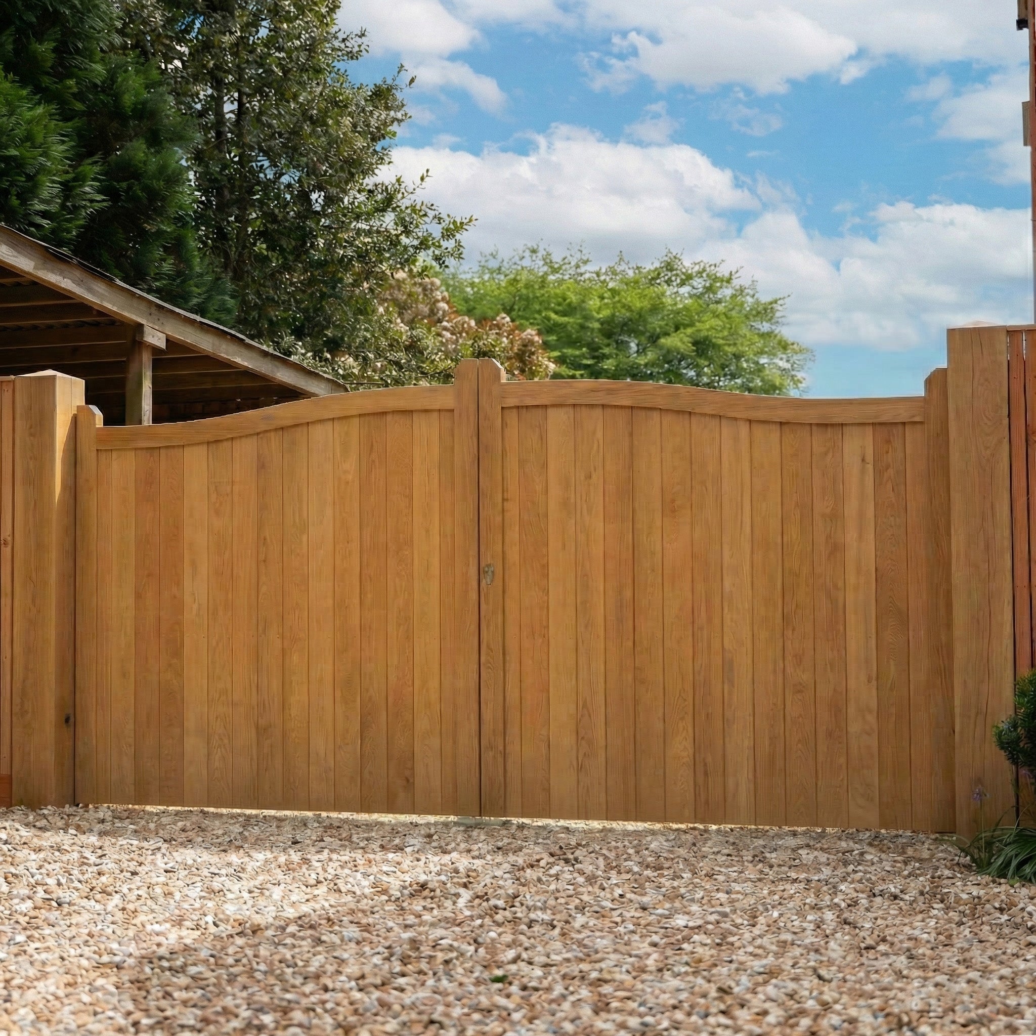 Oak Swan Neck Mortise & Tenon Sliding Driveway Gate
