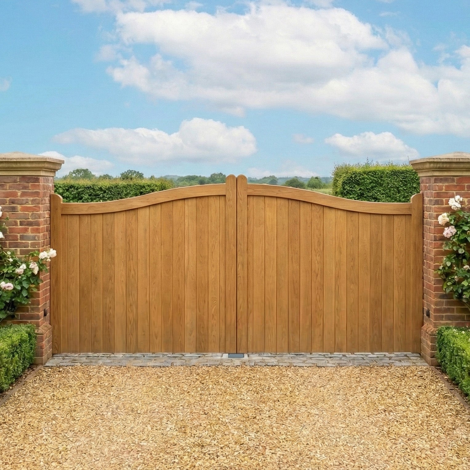 Oak Swan Neck Mortise & Tenon Sliding Driveway Gate