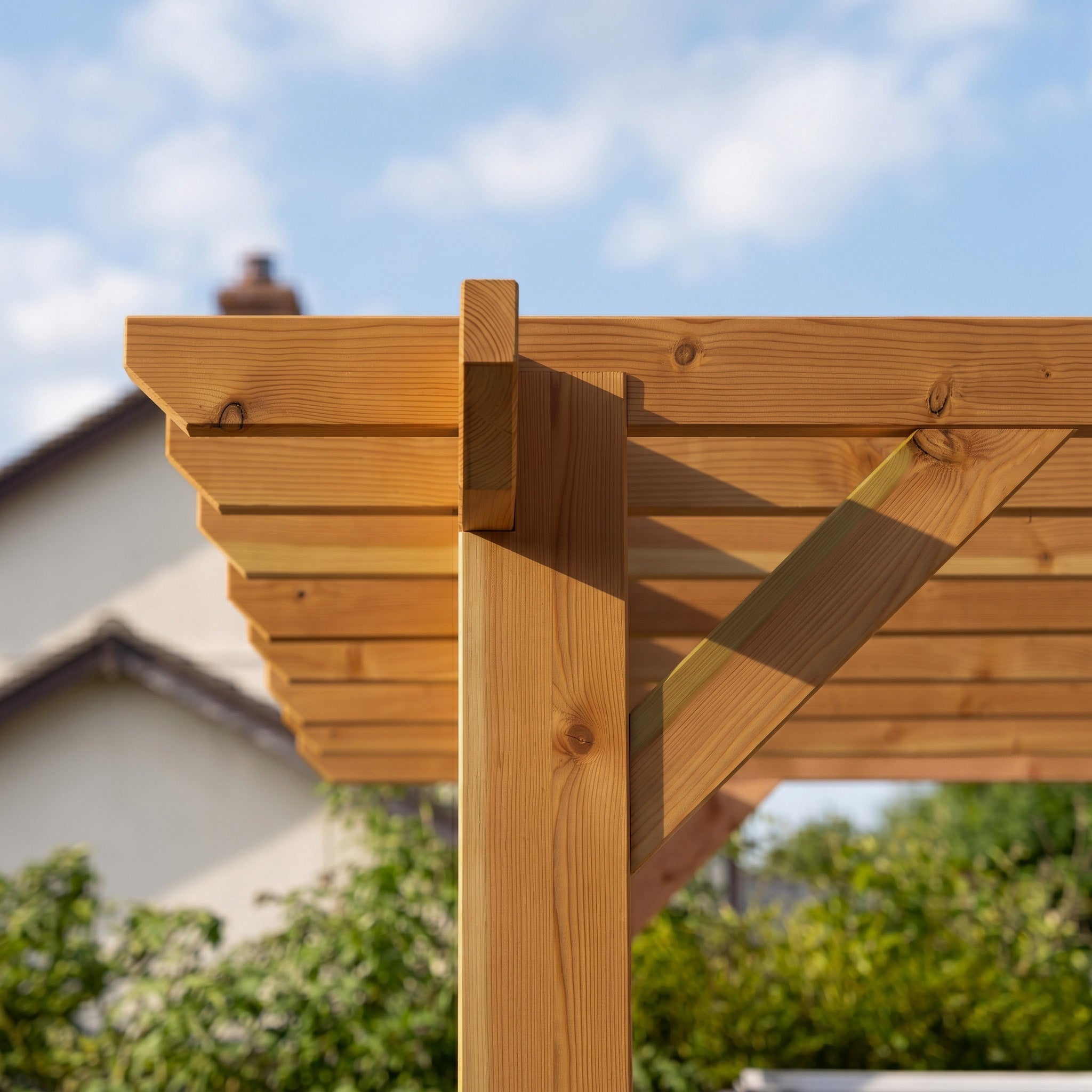 Flat & Open Roof Planed British Cedar Pergola