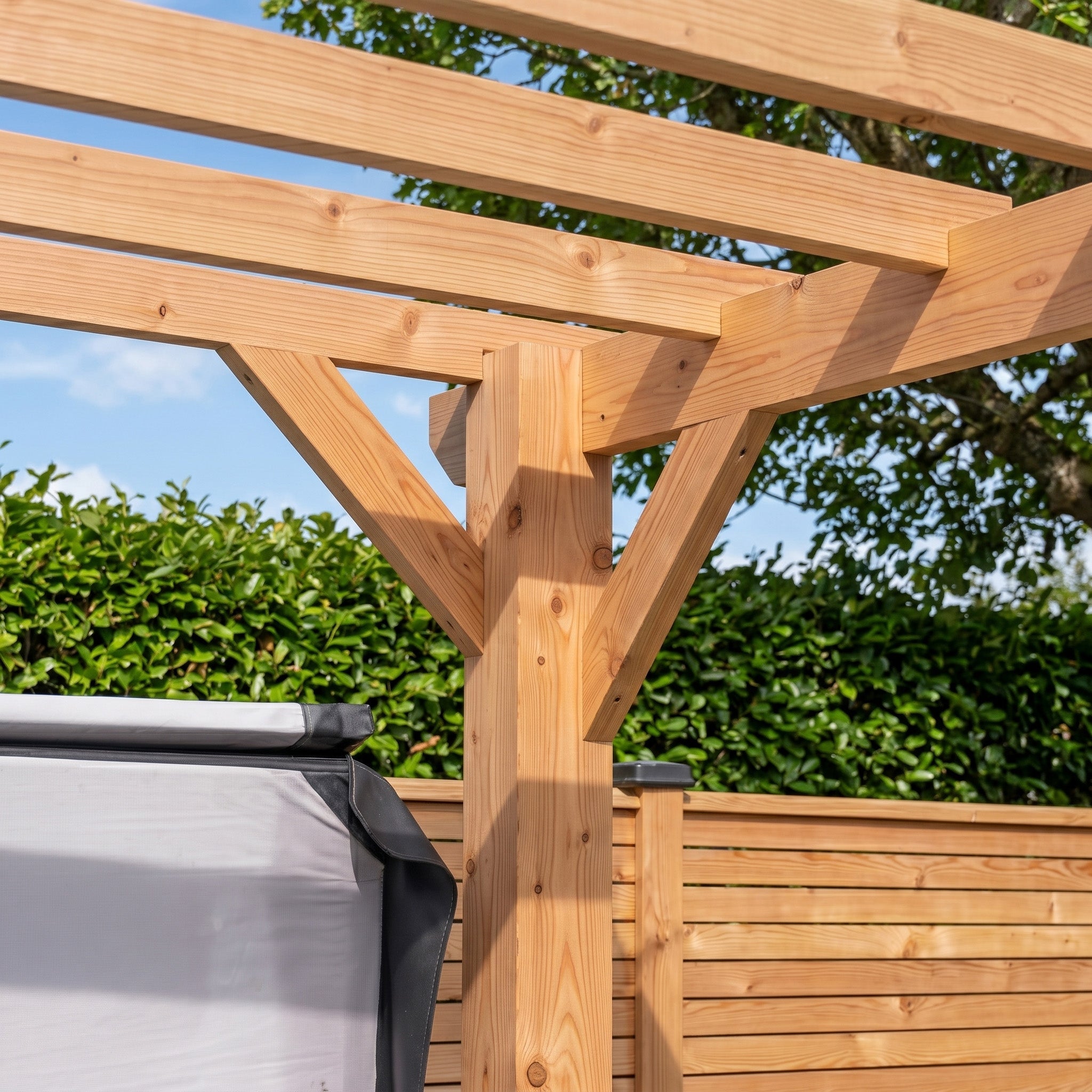 Flat & Open Roof Planed British Larch Pergola