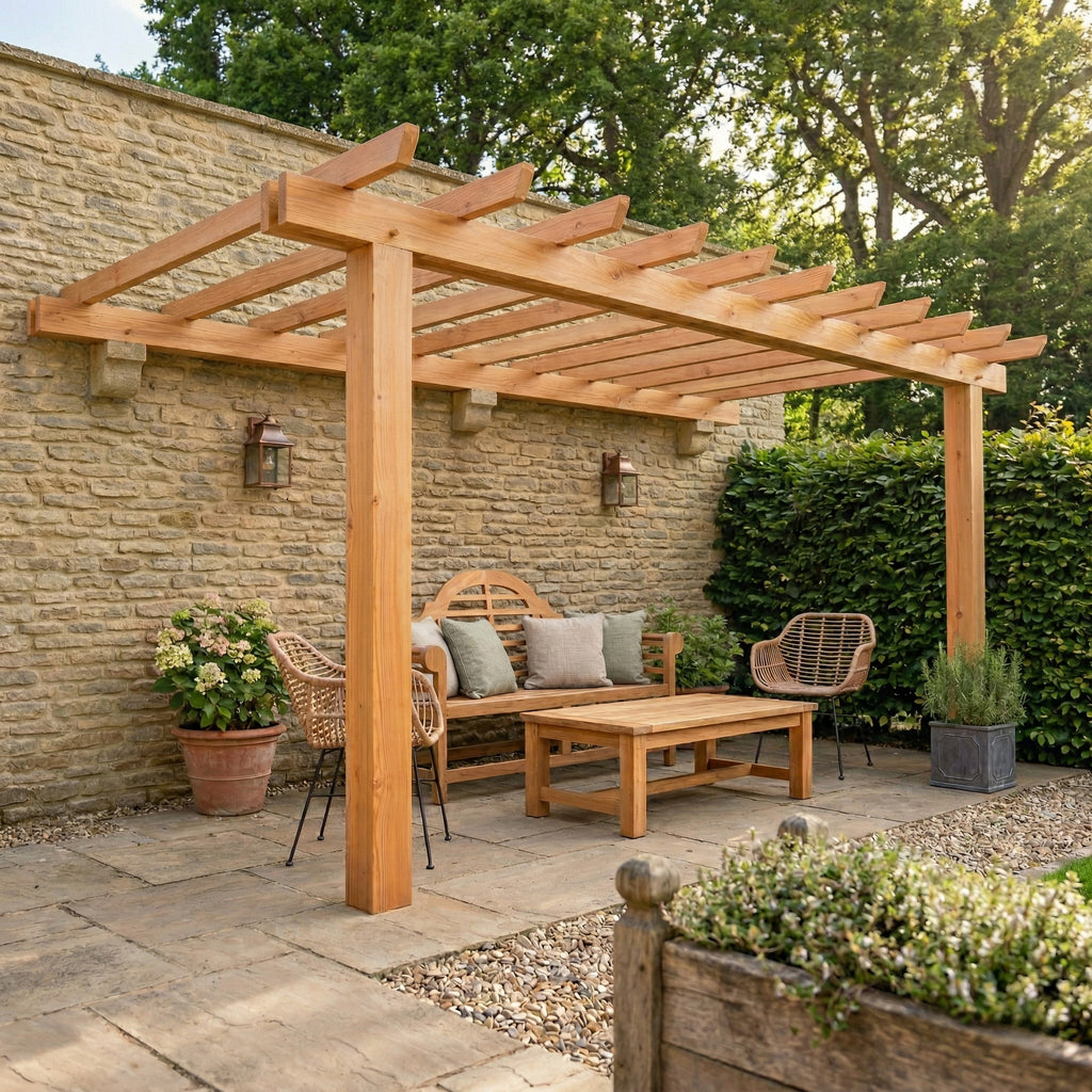 Ruby Lean-To Open Roof Planed British Larch Pergola