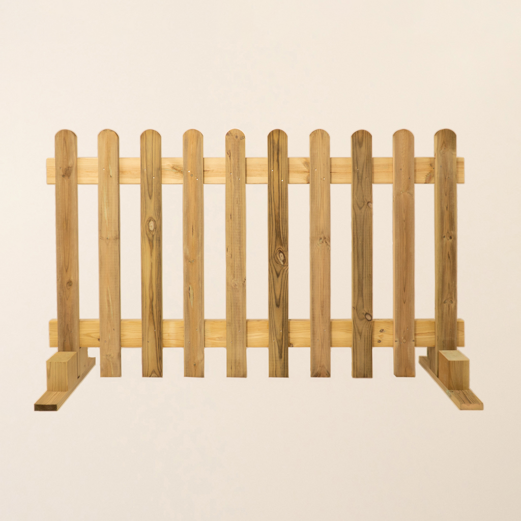 Portable Freestanding Scandinavian Redwood Treated Picket Fence Panel