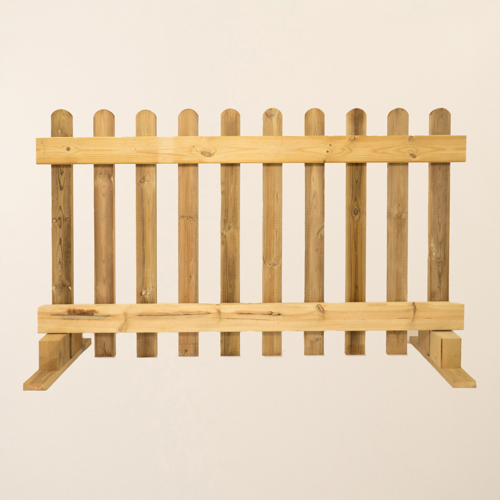 Portable Freestanding Scandinavian Redwood Treated Picket Fence Panel