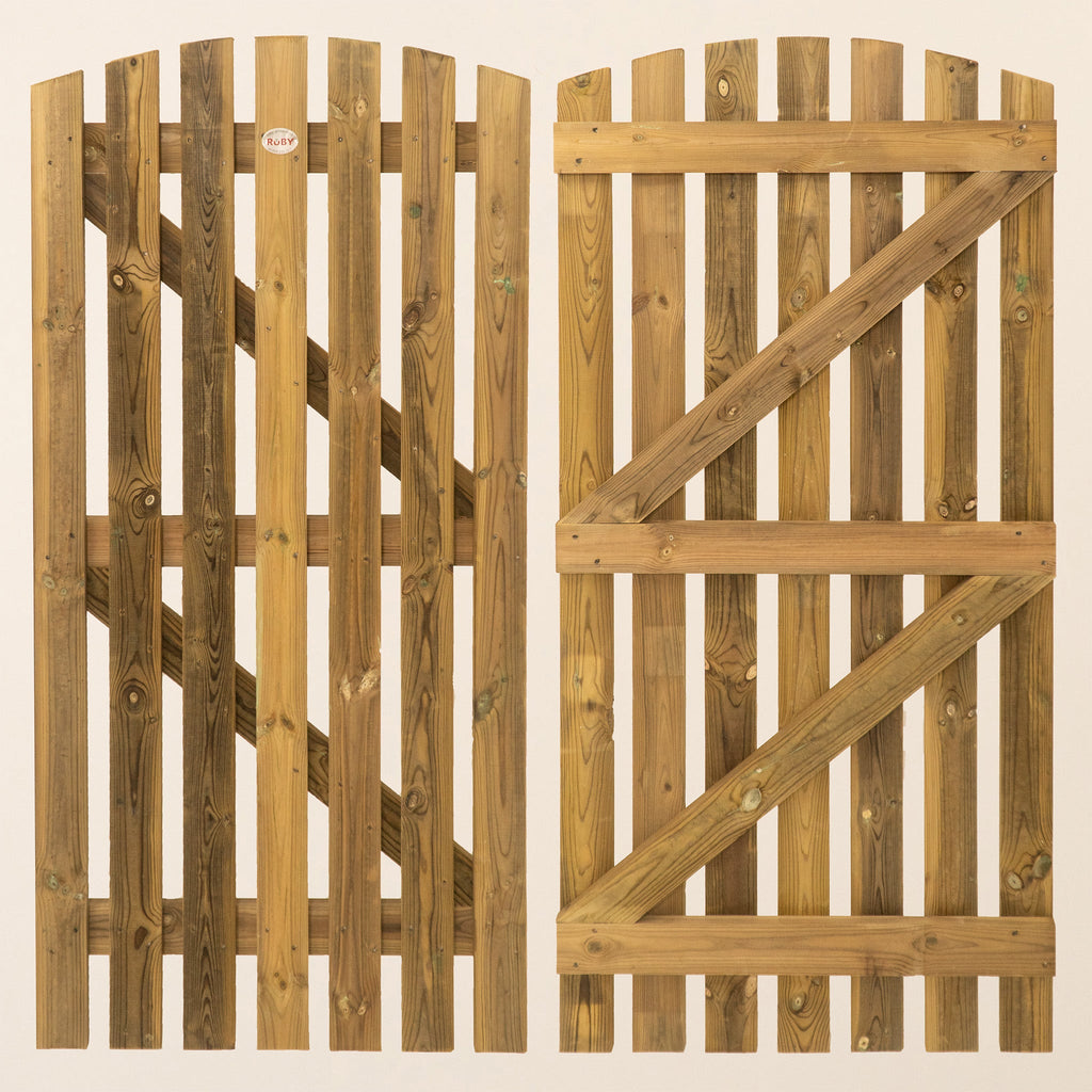 Mixed Softwood Curved Top Premium Picket Gate (1.8m High)