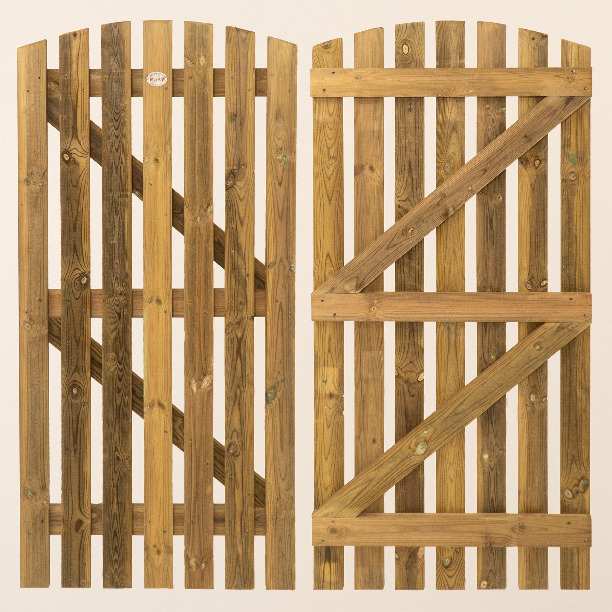Mixed Softwood Curved Top Premium Picket Gate (1.8m High)