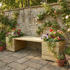 Large Square Decking Wooden Garden Planter & Bench Combination