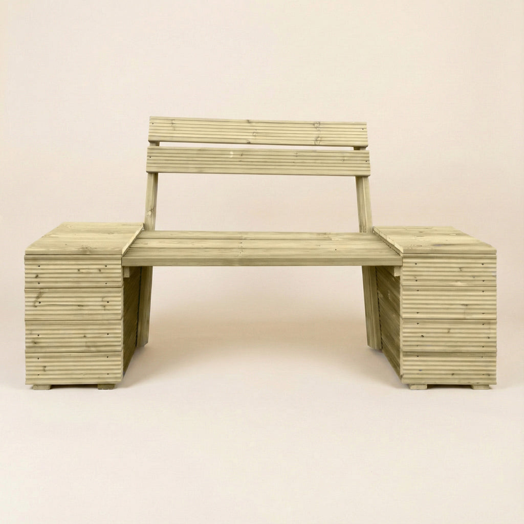 Redwood Planter & Bench Combination With Backrest
