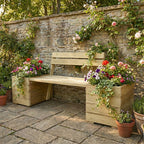 Redwood Planter & Bench Combination With Backrest