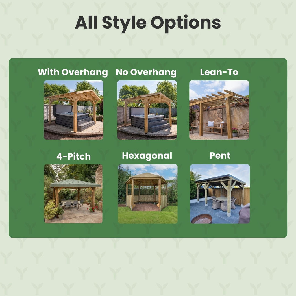 Flat & Open Roof Planed British Cedar Pergola