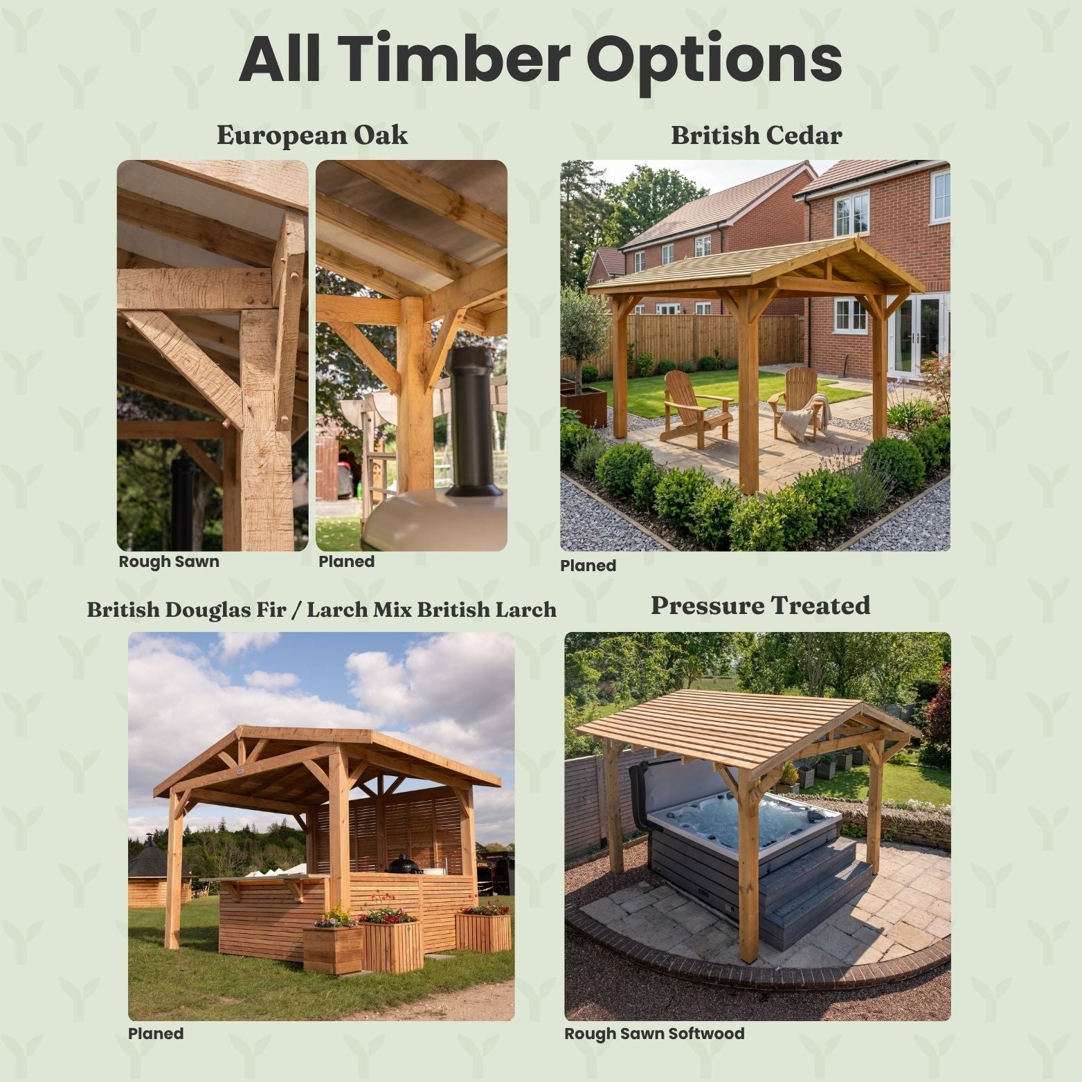 Lean-To Treated Featheredge Roof Planed British Larch Gazebo
