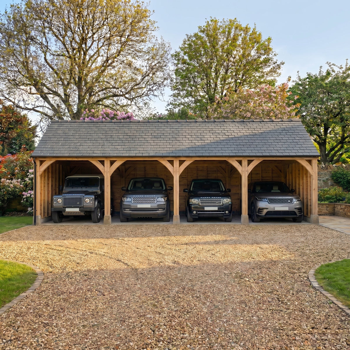 Slate Roof Larch Car Port