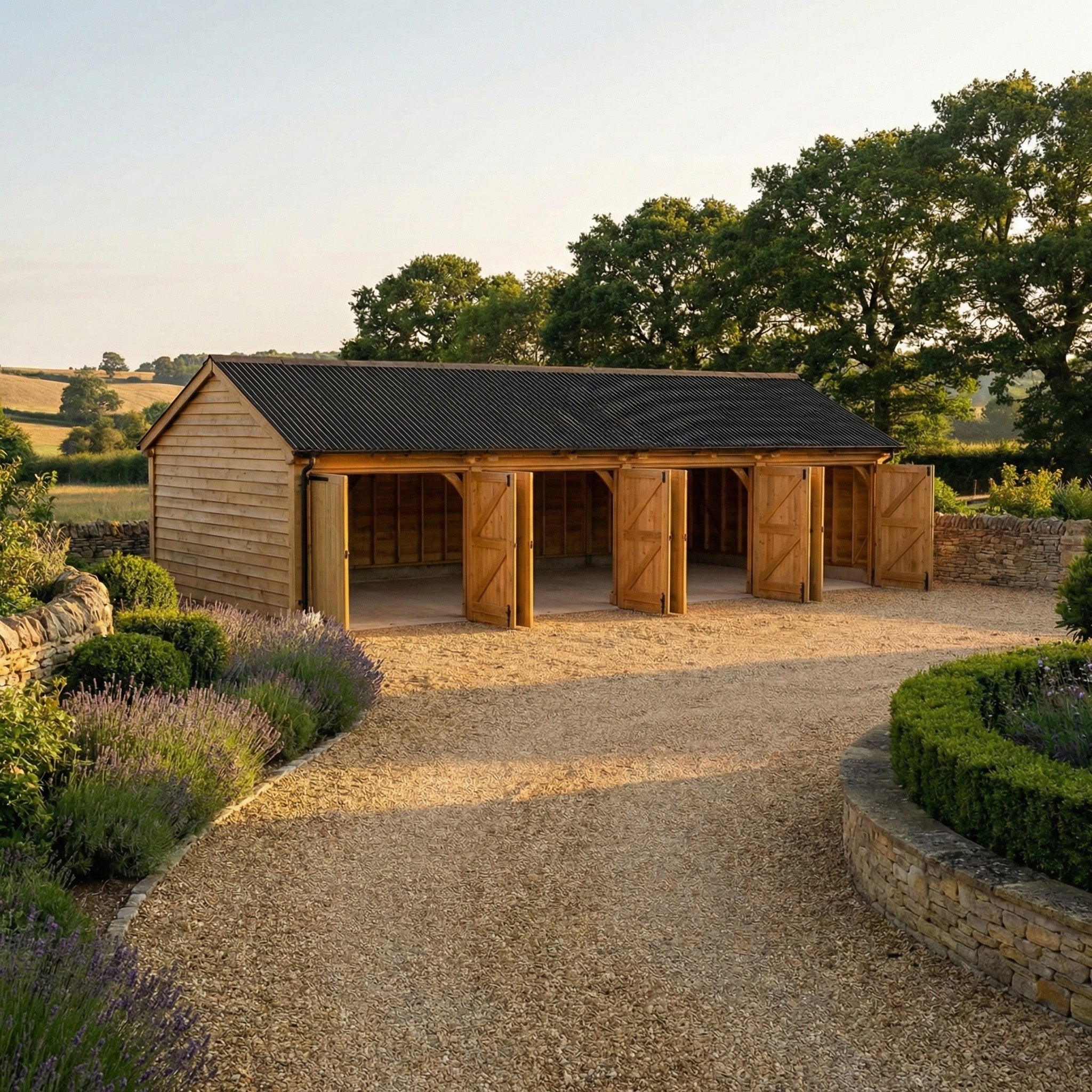 Oak Corrugated Sheet Roof Garage
