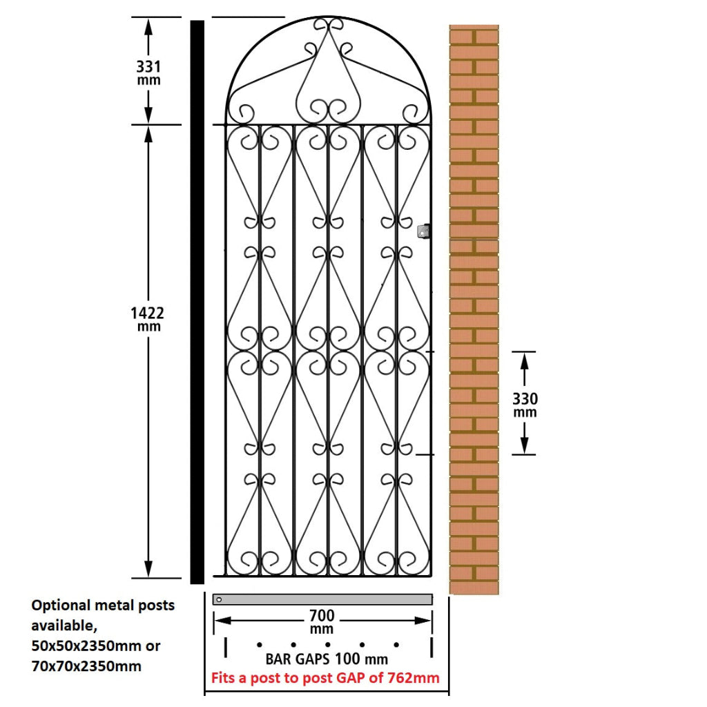 Roche Steel Bow Top Tall Side Gate