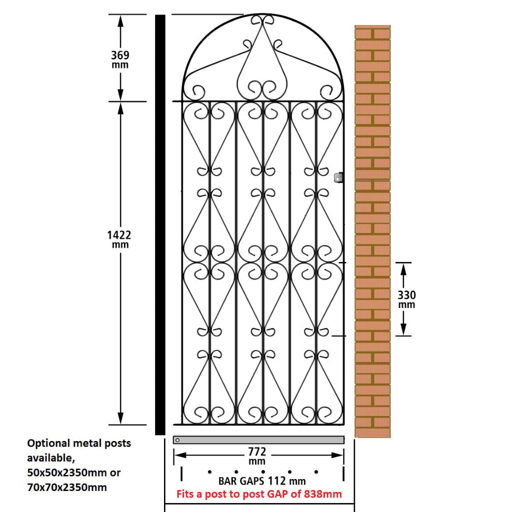 Roche Steel Bow Top Tall Side Gate