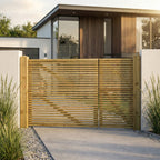 Scandinavian Redwood 3/4 Split Slatted Driveway Gate Pair