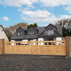Cottage Scandinavian Redwood Sliding Driveway Gate