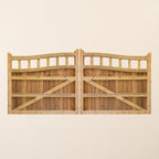 Cottage Swan Neck Scandinavian Redwood Sliding Driveway Gate