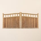 Cottage Swan Neck Scandinavian Redwood Sliding Driveway Gate