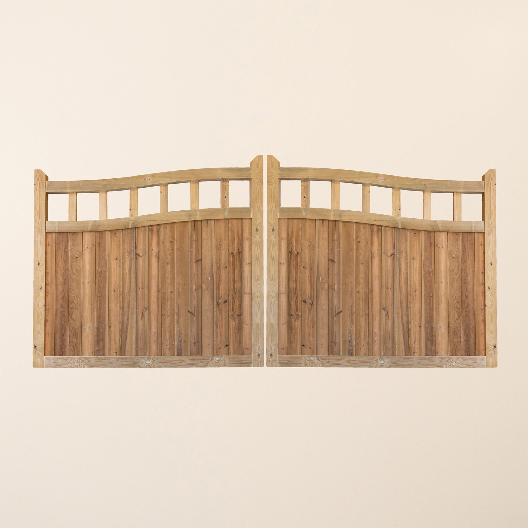 Cottage Swan Neck Scandinavian Redwood Sliding Driveway Gate