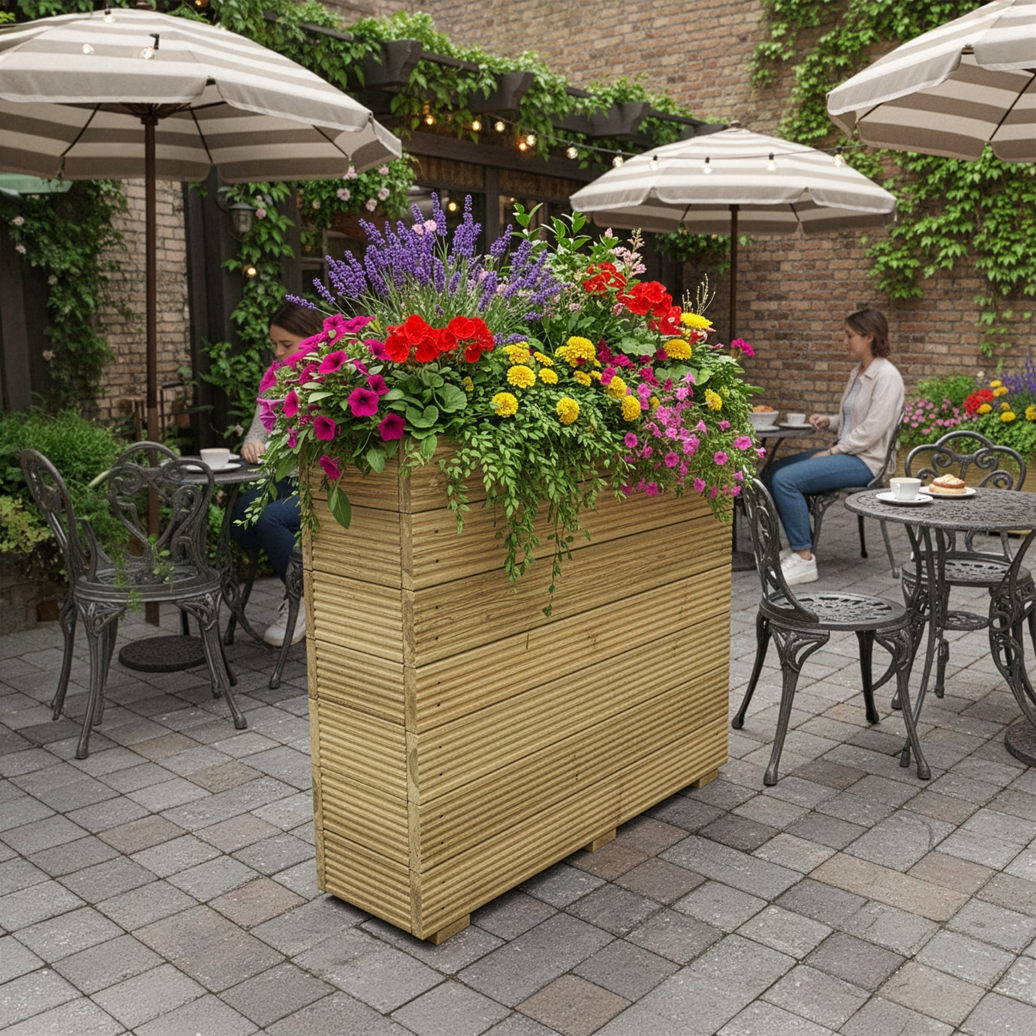 Scandinavian Redwood Tall Restaurant Planter