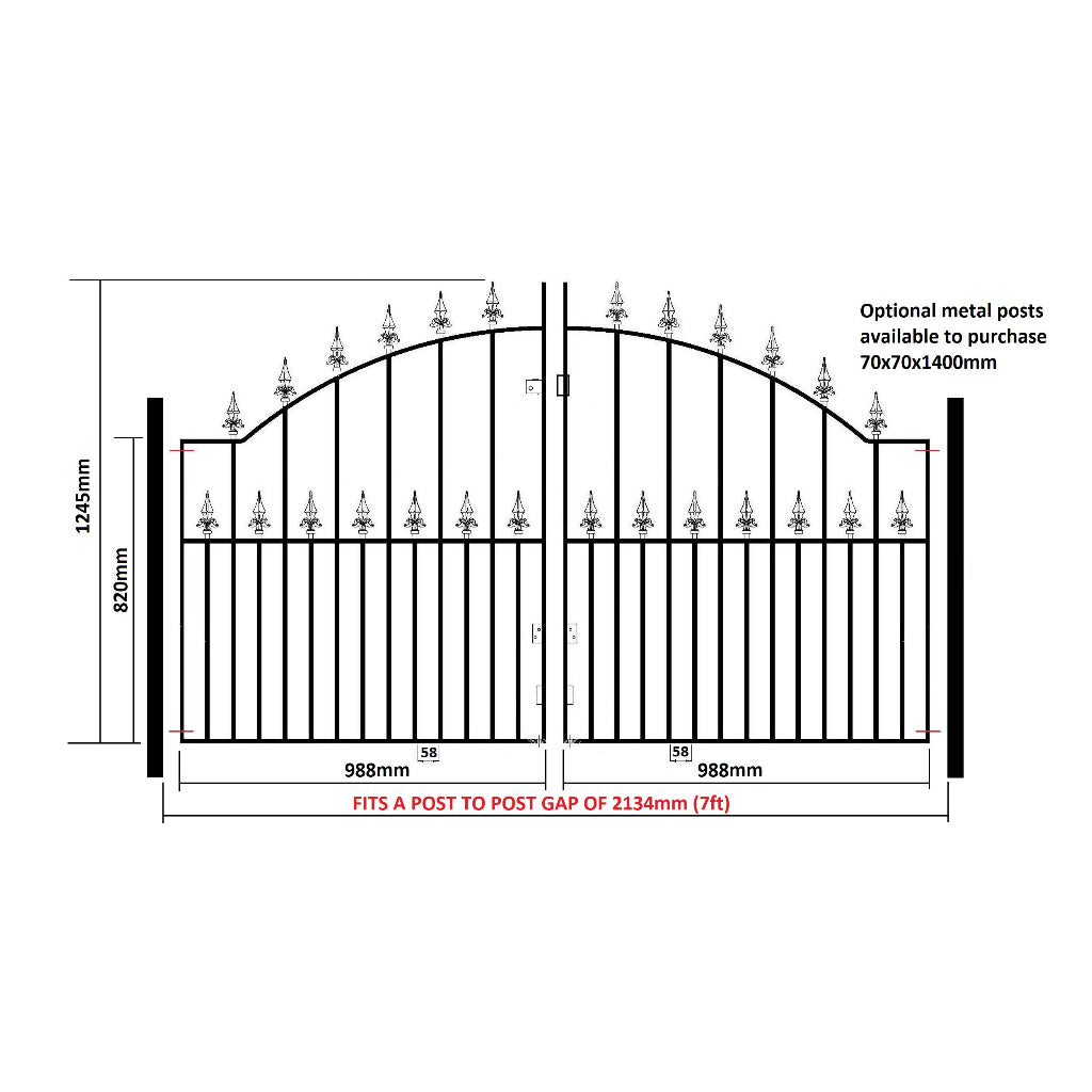 Saltash Steel Bow Top Driveway Gate