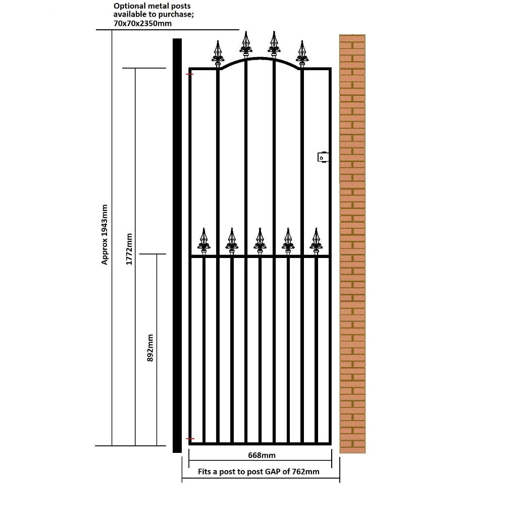 Saltash Steel Bow Top Tall Side Gate