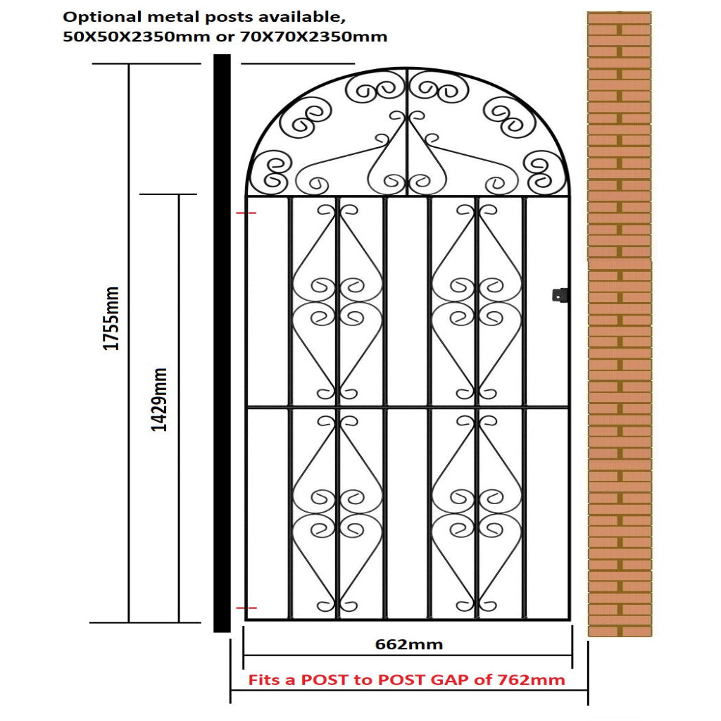 St Austell Steel Bow Top Tall Garden Gate